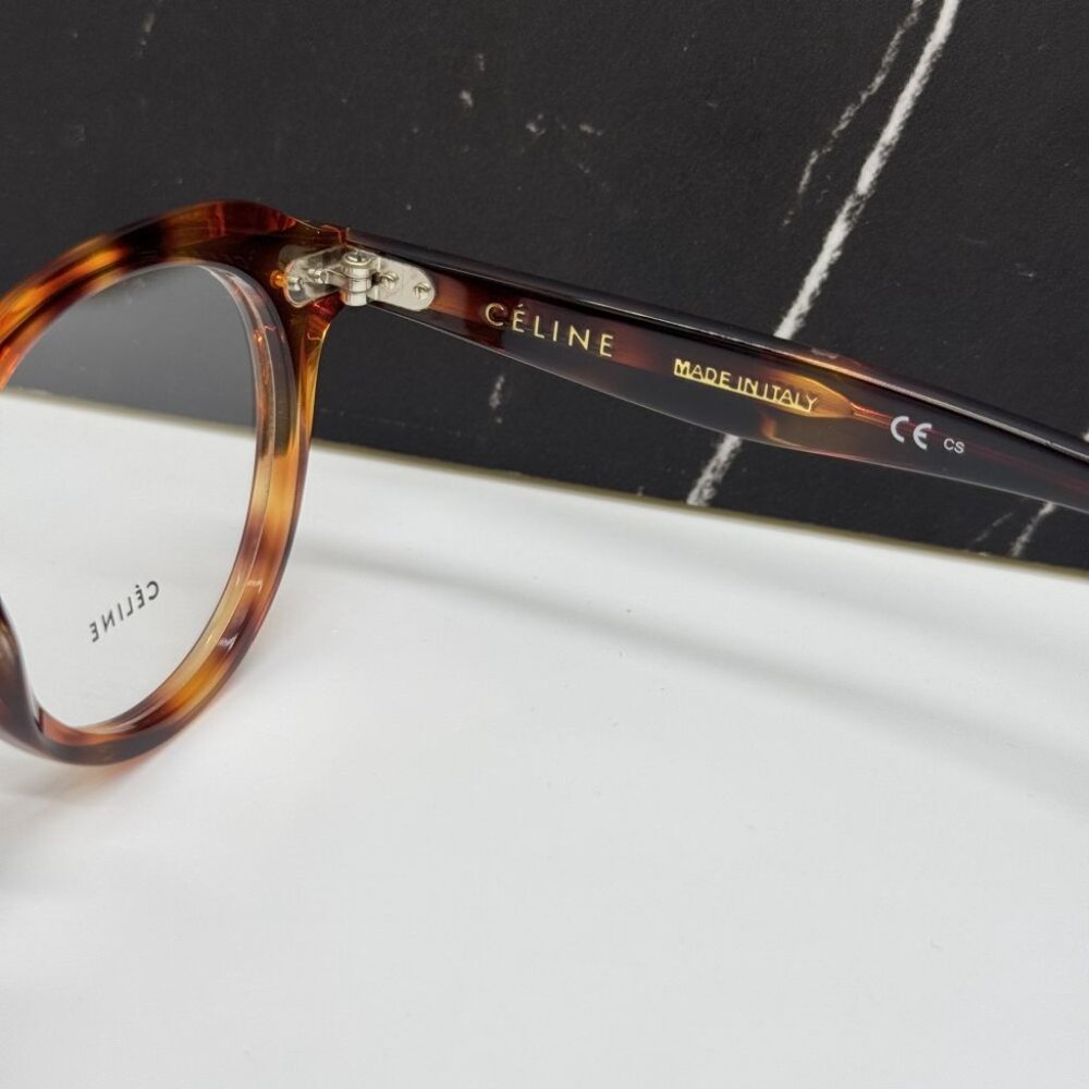 NEW CELINE CL41458 086 HAVANA ROUND UNISEX CELINE EYEGLASSES - Picture 11 of 12
